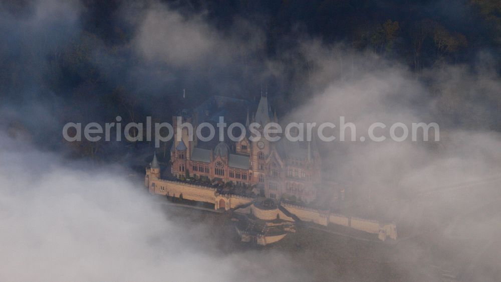 Aerial image Königswinter - Castle complex on the plateau Schloss Drachenburg on street Drachenfelsstrasse in Koenigswinter in the state North Rhine-Westphalia, Germany