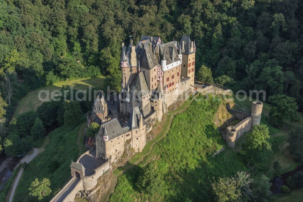 Aerial image Wierschem - Castle of Schloss Eltz in Wierschem in the state Rhineland-Palatinate