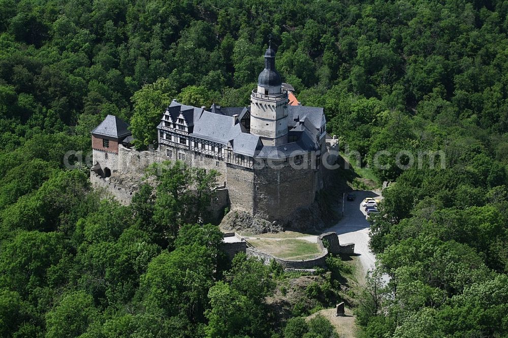 Falkenstein/Harz from above - Castle of Schloss in Falkenstein/Harz in the state Saxony-Anhalt, Germany