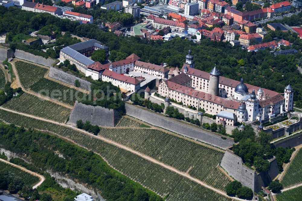 Würzburg from above - Castle of - Festung Marienberg in Wuerzburg in the state , Germany