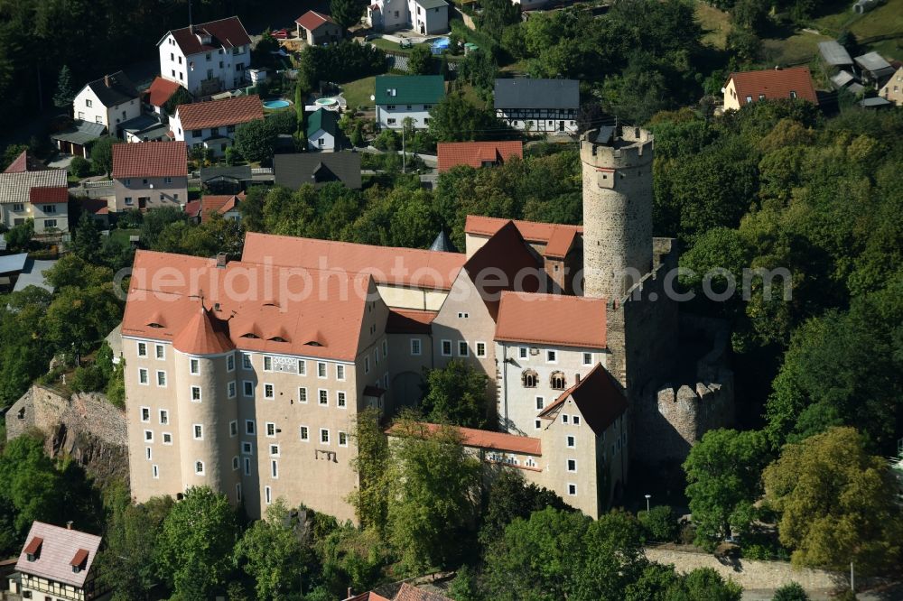 Aerial photograph Gnandstein - Castle of Schloss in Gnandstein in the state Saxony