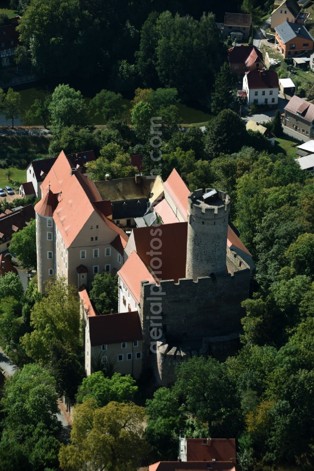 Aerial photograph Gnandstein - Castle of Schloss in Gnandstein in the state Saxony