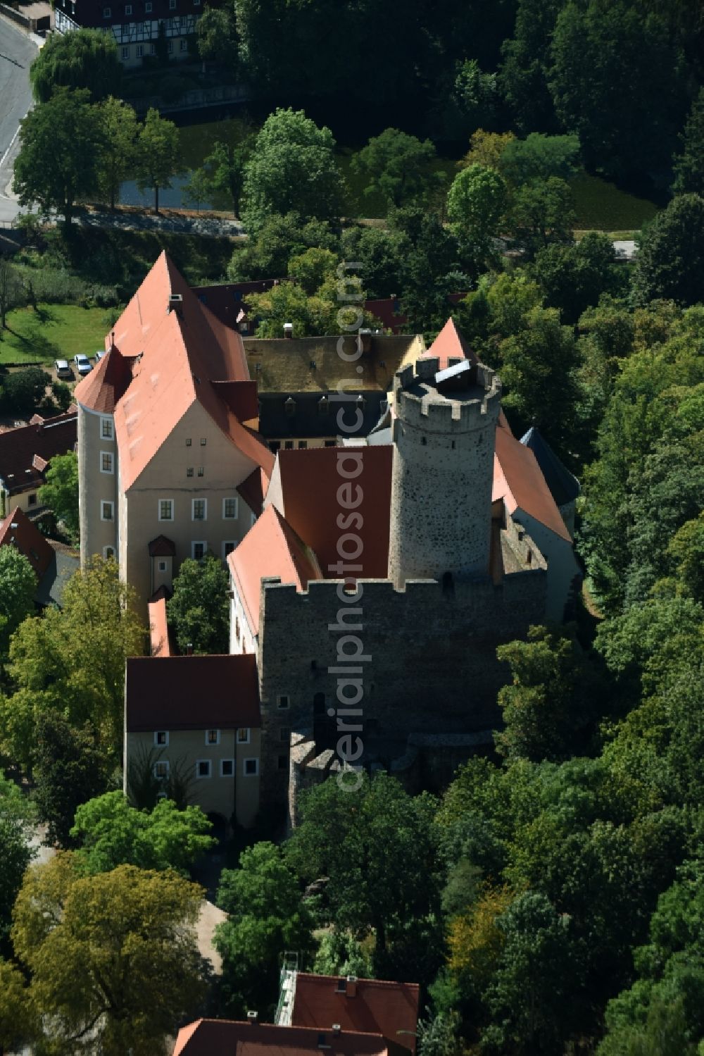 Gnandstein from above - Castle of Schloss in Gnandstein in the state Saxony