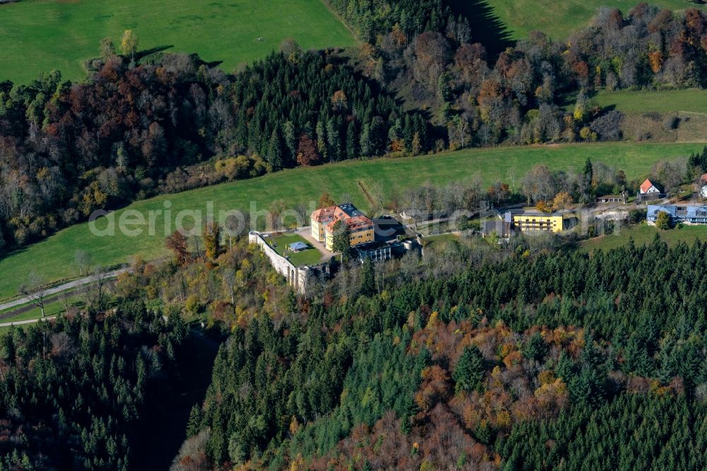 Aerial image Gomadingen - Castle of Grafeneck in Gomadingen in the state Baden-Wurttemberg, Germany