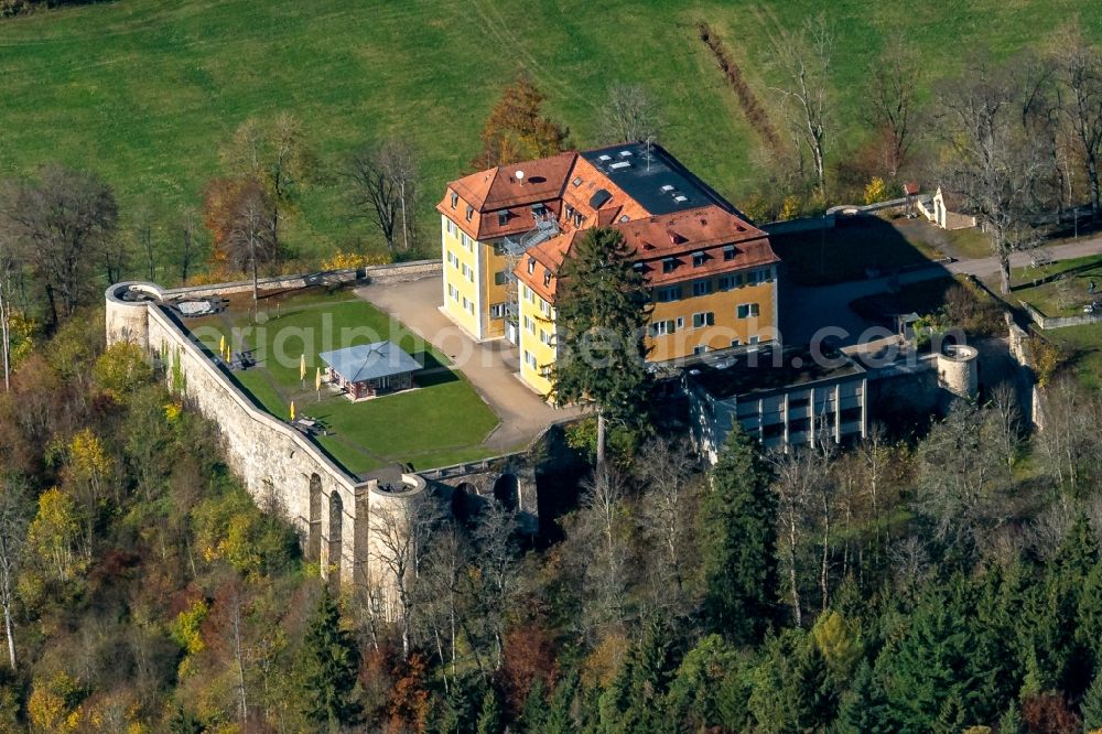 Gomadingen from above - Castle of Grafeneck in Gomadingen in the state Baden-Wurttemberg, Germany