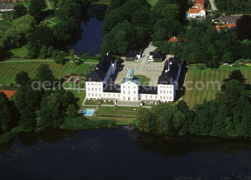 Gråsten from the bird's eye view: Castle of Grasten is best known for being the summer residence of the Danish royal family in Grasten in Syddanmark, Denmark