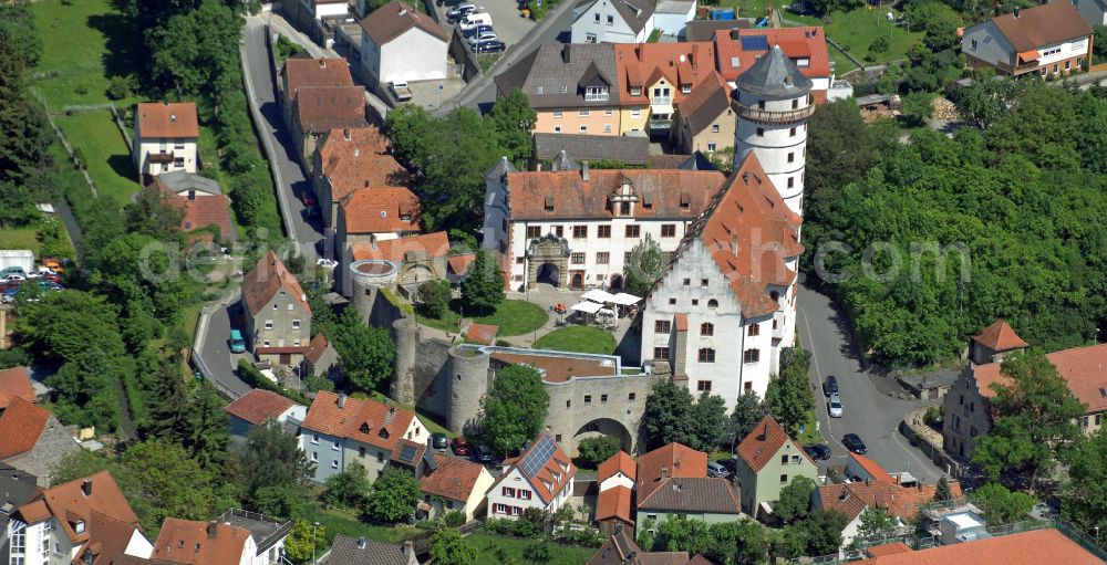 Rimpar from the bird's eye view: Castle of Grumbach on street Schlossberg in Rimpar in the state Bavaria, Germany