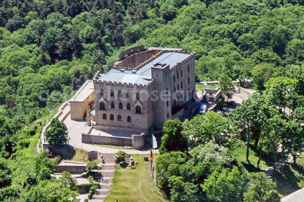 Neustadt an der Weinstraße from above - Castle of Schloss in Neustadt an der Weinstrasse in the state Rhineland-Palatinate, Germany