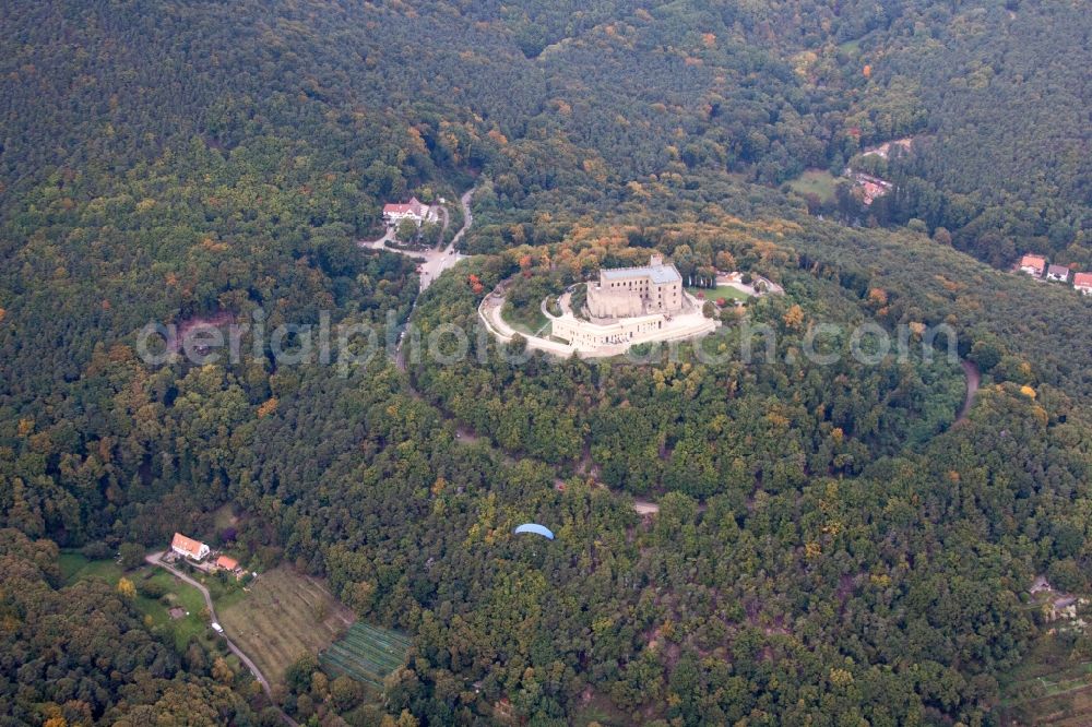 Aerial image Neustadt an der Weinstraße - Castle of Schloss Hambacher Schloss in Neustadt an der Weinstrasse in the state Rhineland-Palatinate, Germany