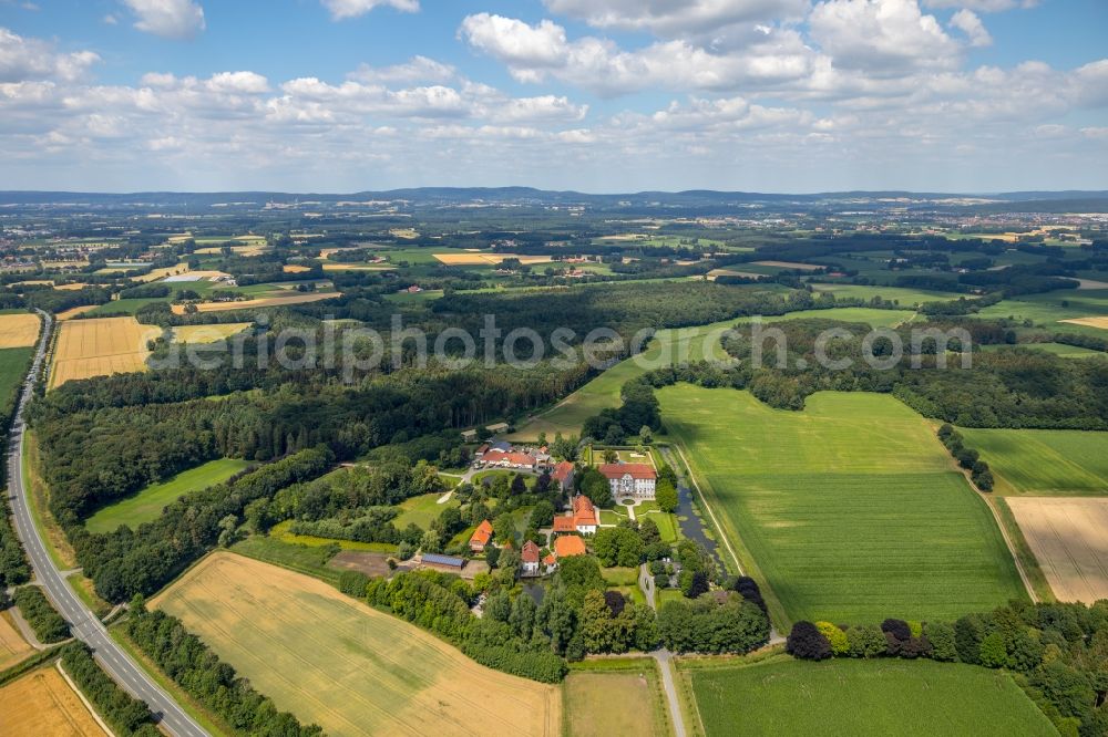 Harkotten from above - Castle of Schloss Harkotten in Harkotten in the state North Rhine-Westphalia, Germany