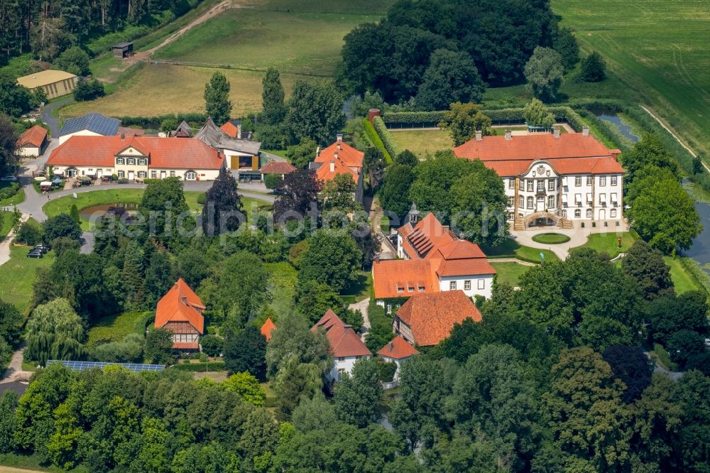 Harkotten from above - Castle of Schloss Harkotten in Harkotten in the state North Rhine-Westphalia, Germany