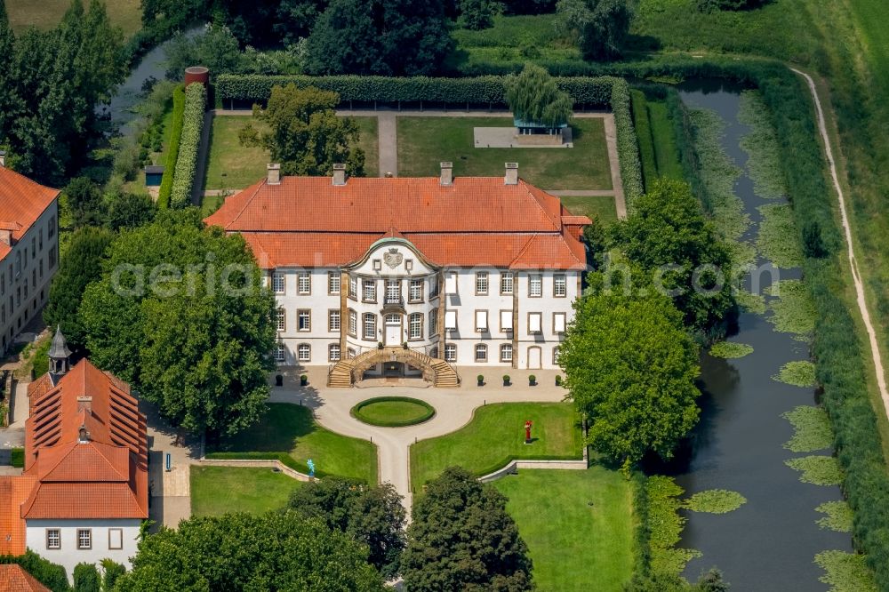 Harkotten from above - Castle of Schloss Harkotten in Harkotten in the state North Rhine-Westphalia, Germany