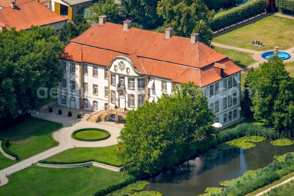 Harkotten from above - Castle of Schloss Harkotten in Harkotten in the state North Rhine-Westphalia, Germany