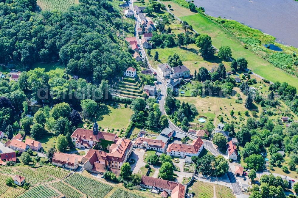 Seusslitz from above - Castle of Heinrichsburg in Seusslitz in the state Saxony, Germany