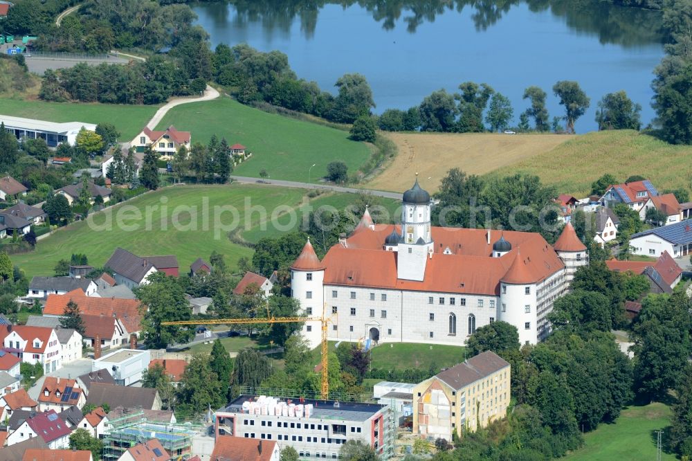 Höchstädt from above - Castle of Schloss Hochstaedt in Hoechstaedt in the state Bavaria