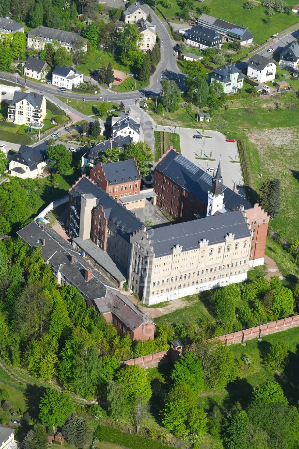 Stollberg/Erzgeb. from above - Castle of Hoheneck in Stollberg/Erzgeb. in the state Saxony, Germany