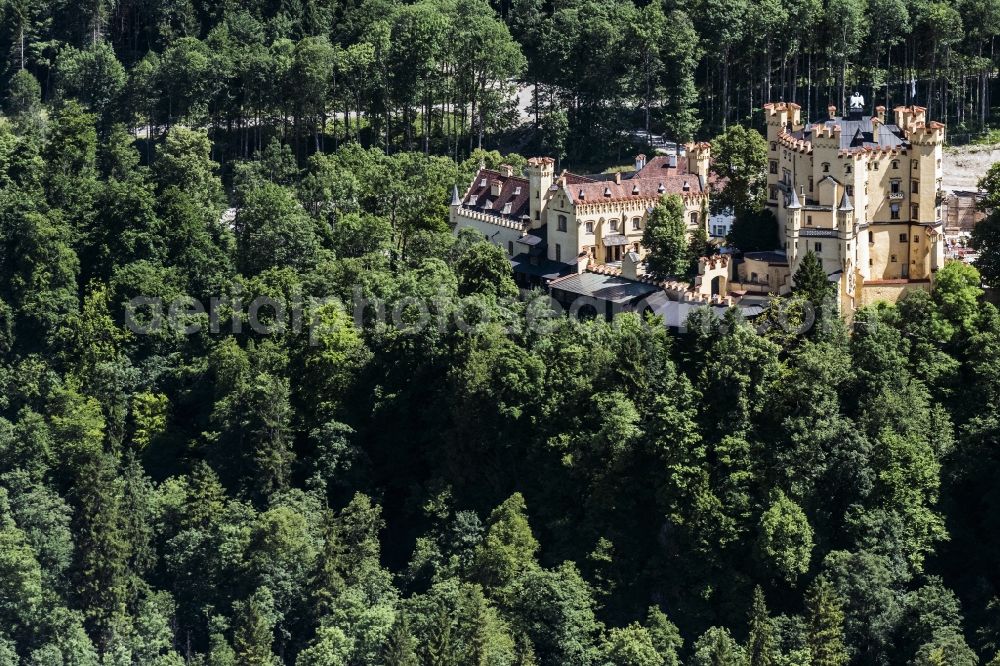 Aerial photograph Schwangau - Castle of Schloss Hohenschwangau in Schwangau in the state Bavaria, Germany