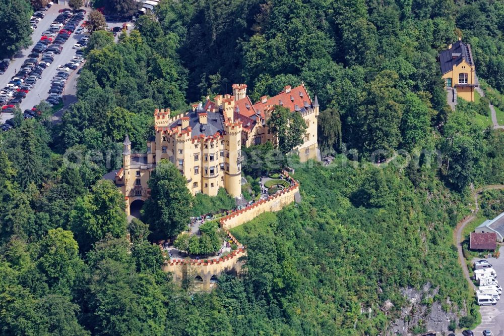 Schwangau from the bird's eye view: Castle of Hohenschwangau in the state Bavaria, Germany