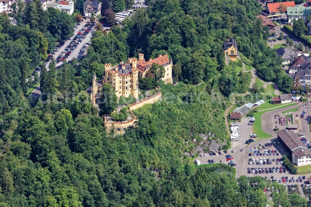 Aerial image Schwangau - Castle of Hohenschwangau in the state Bavaria, Germany