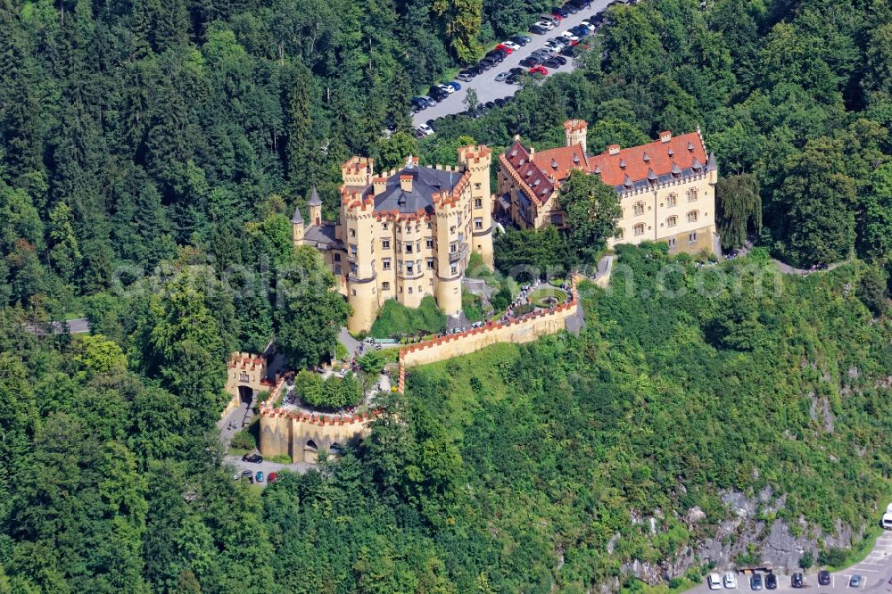 Aerial photograph Schwangau - Castle of Hohenschwangau in the state Bavaria, Germany