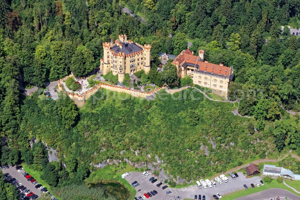 Schwangau from the bird's eye view: Castle of Hohenschwangau in the state Bavaria, Germany