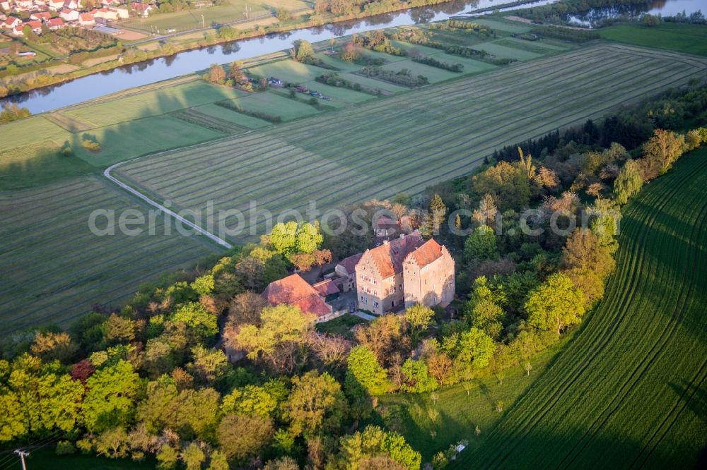 Aerial photograph Wipfeld - Castle of Schloss Klingenberg on the shore of the river Main in Wipfeld in the state Bavaria