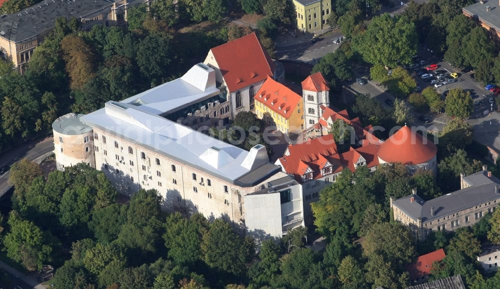 Halle (Saale) from above - Castle of Schloss Kunstmuseum Moritzburg on Friedemann-Bach-Platz in the district Mitte in Halle (Saale) in the state Saxony-Anhalt