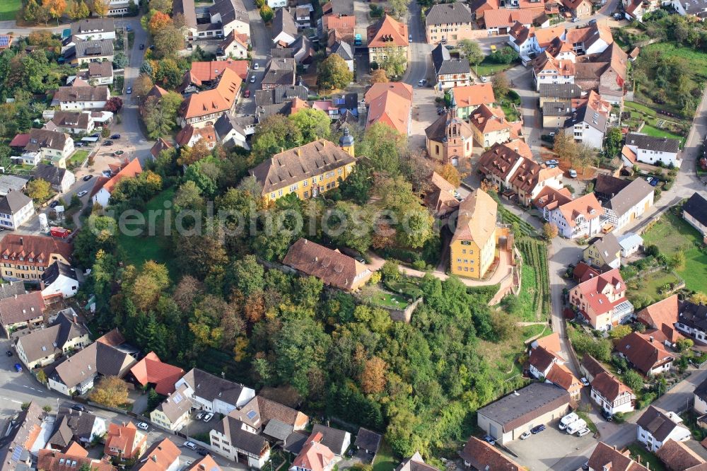 Mahlberg from above - Castle of Schloss Mahlberg in Mahlberg in the state Baden-Wuerttemberg