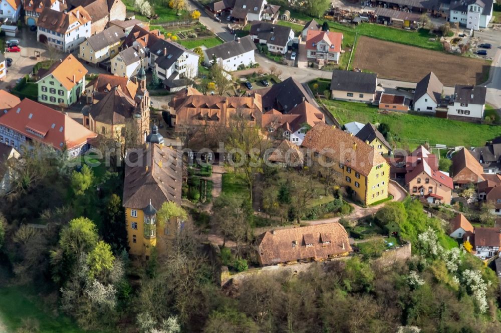 Mahlberg from above - Castle of Schloss Mahlberg in Mahlberg in the state Baden-Wurttemberg, Germany