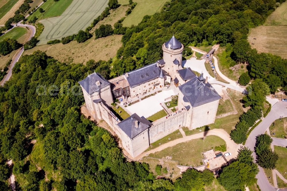 Manderen from above - Castle of Schloss Malbrouck in Manderen in Grand Est, France