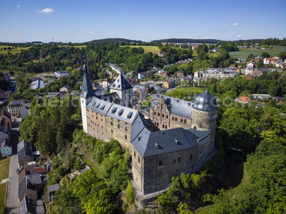 Reichenbach im Vogtlan from above - Castle of Mylau in Reichenbach im Vogtland in the state Saxony, Germany