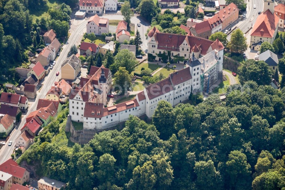 Nossen from above - Castle of Schloss Nossen in Nossen in the state Saxony, Germany