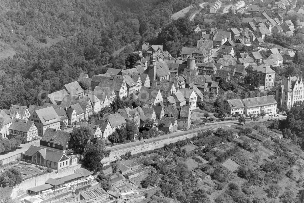 Langenburg from above - Castle of at the center of in Langenburg in the state Baden-Wuerttemberg, Germany