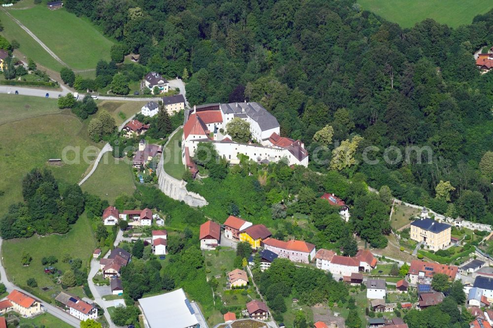 Tittmoning from the bird's eye view: Castle of Schloss in the district Burg in Tittmoning in the state Bavaria, Germany