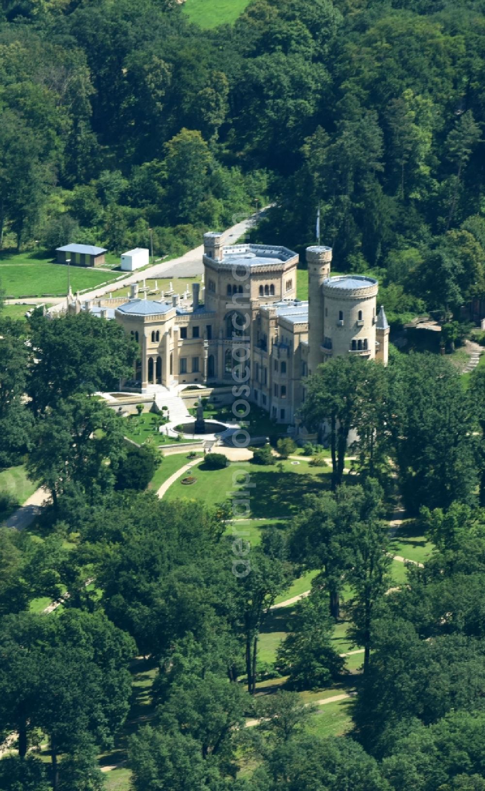 Aerial image Potsdam - Castle of Schloss in the district Babelsberg in Potsdam in the state Brandenburg