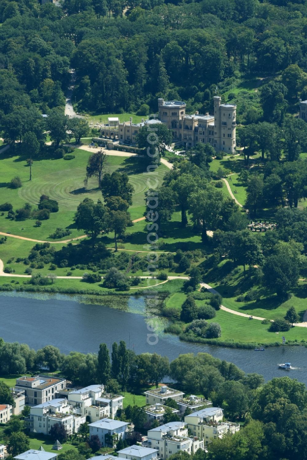 Aerial image Potsdam - Castle of Schloss in the district Babelsberg in Potsdam in the state Brandenburg