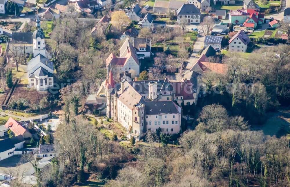 Aerial image Machern - Castle of Puechau in Machern in the state Saxony, Germany