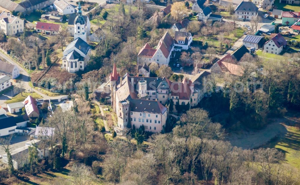 Machern from above - Castle of Puechau in Machern in the state Saxony, Germany