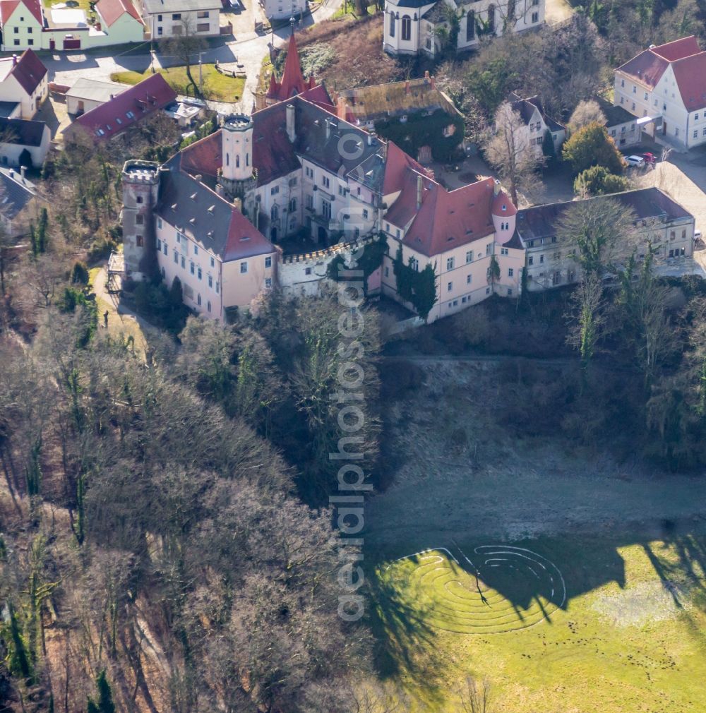 Machern from the bird's eye view: Castle of Puechau in Machern in the state Saxony, Germany