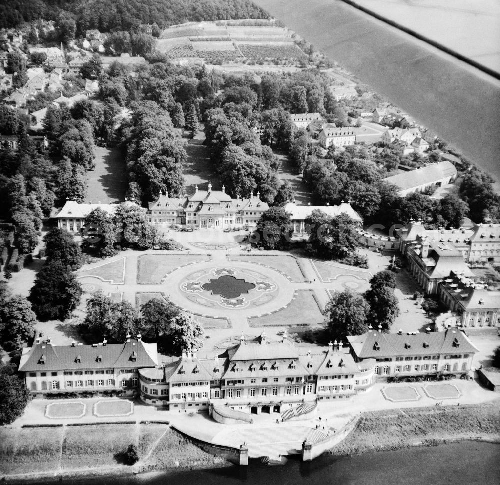 Dresden from above - Castle arrangement of the castle Pillnitz in Dresden in the federal state Saxony