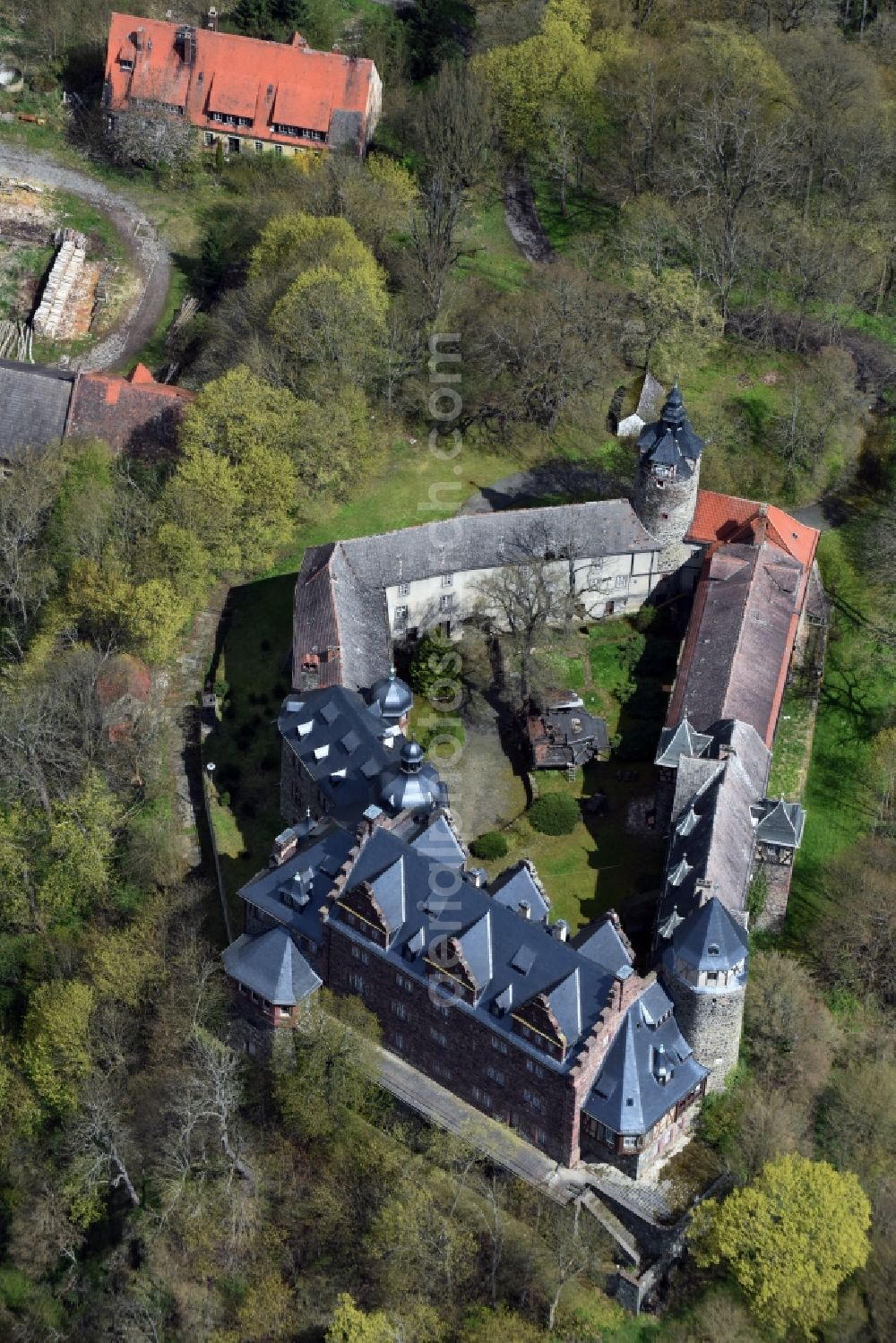 Friesdorf from the bird's eye view: Castle of Schloss Rammelburg in Friesdorf in the state Saxony-Anhalt