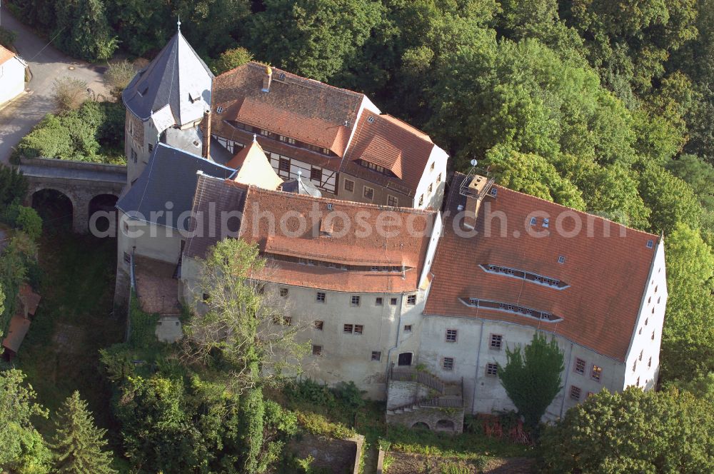 Reinsberg from above - Castle of on street Kirchgasse in Reinsberg in the state Saxony, Germany