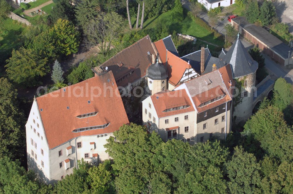 Reinsberg from above - Castle of on street Kirchgasse in Reinsberg in the state Saxony, Germany