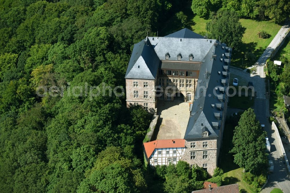 Aerial photograph Diemelstadt - Castle of Schloss Rhoden in Diemelstadt in the state Hesse, Germany