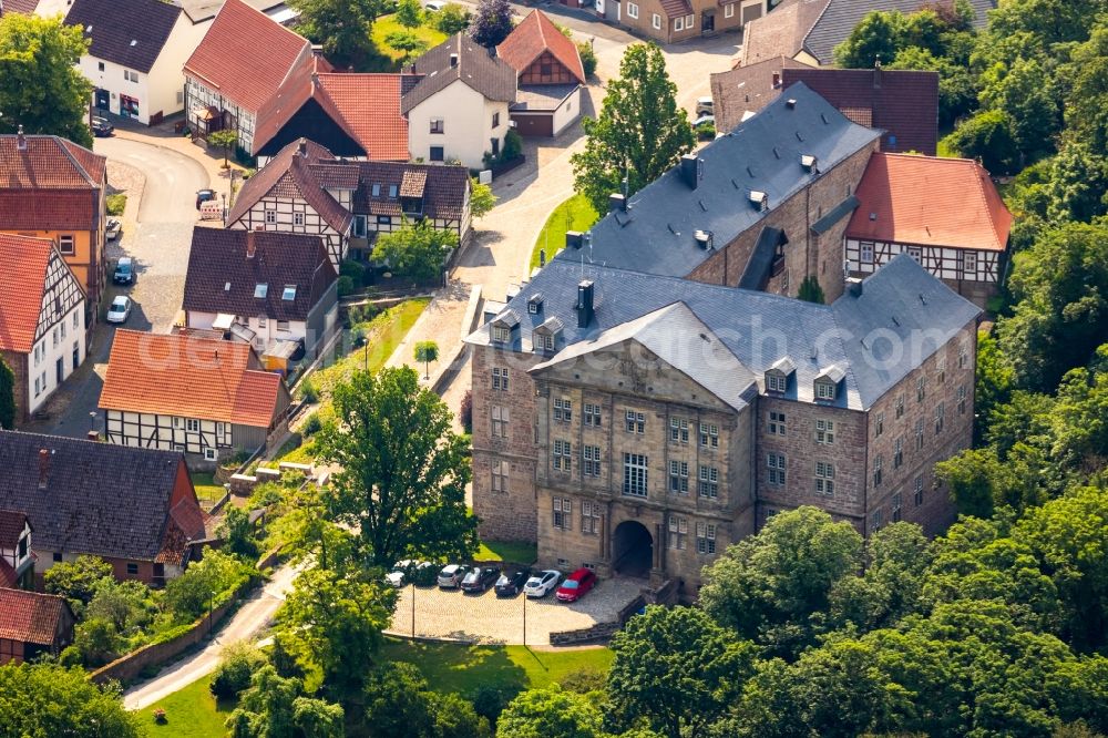 Rhoden from the bird's eye view: Castle of Rhoden in the district Rhoden in Diemelstadt in the state Hesse, Germany