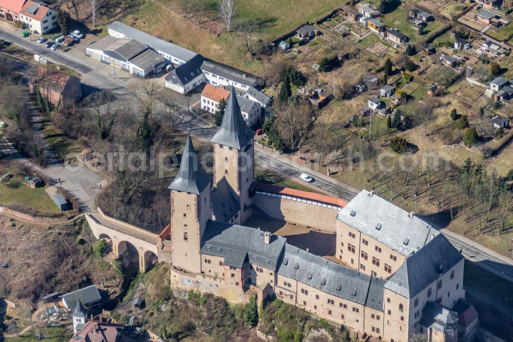 Aerial photograph Rochlitz - Castle of am Ufer of Zwickauer Mulde in Rochlitz in the state Saxony, Germany