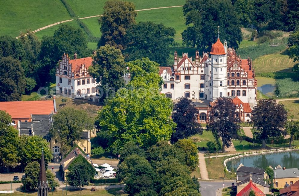 Basedow from above - Castle Basedow in Basedow in the state Mecklenburg - Western Pomerania