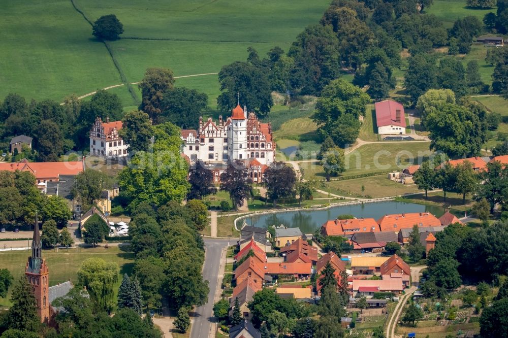 Aerial image Basedow - Castle Basedow in Basedow in the state Mecklenburg - Western Pomerania