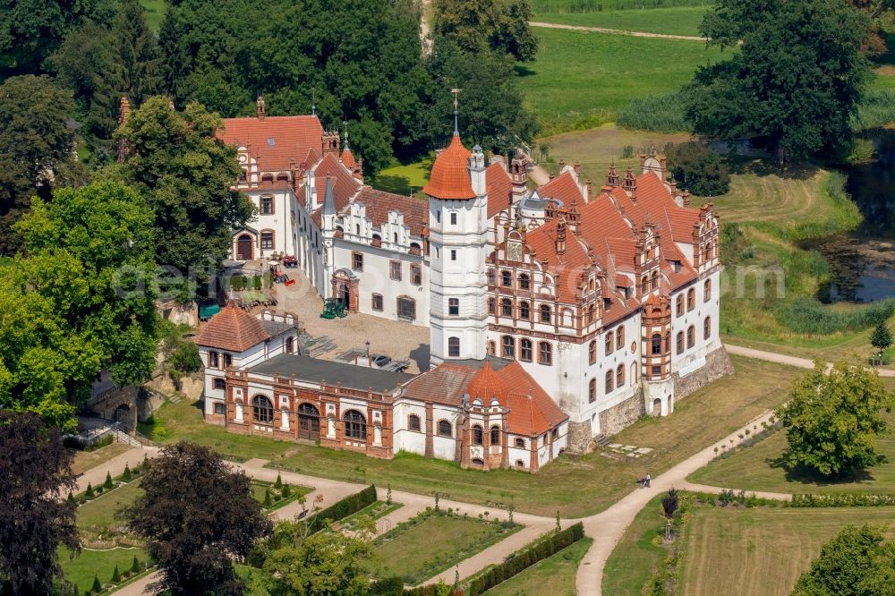 Basedow from above - Castle Basedow in Basedow in the state Mecklenburg - Western Pomerania