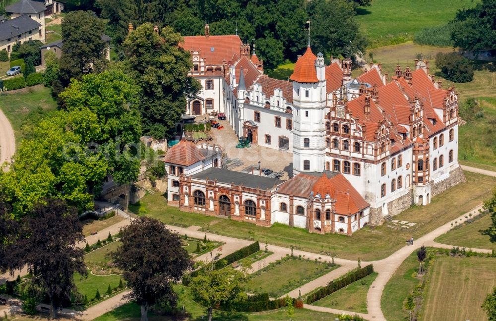 Aerial image Basedow - Castle Basedow in Basedow in the state Mecklenburg - Western Pomerania